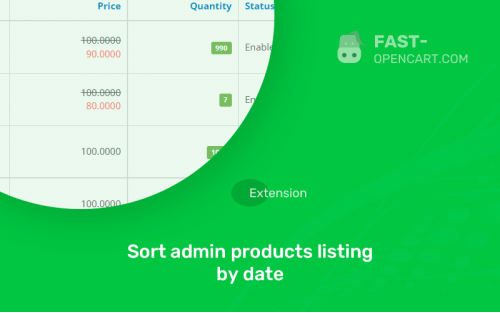 Sort admin products listing by date
